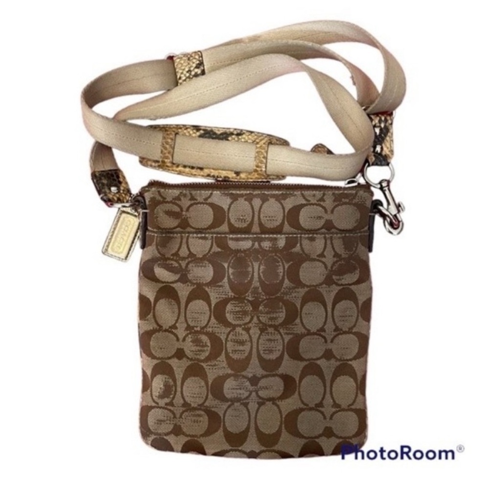 Rare Coach Sutton Signature Python Crossbody Khak… - image 4